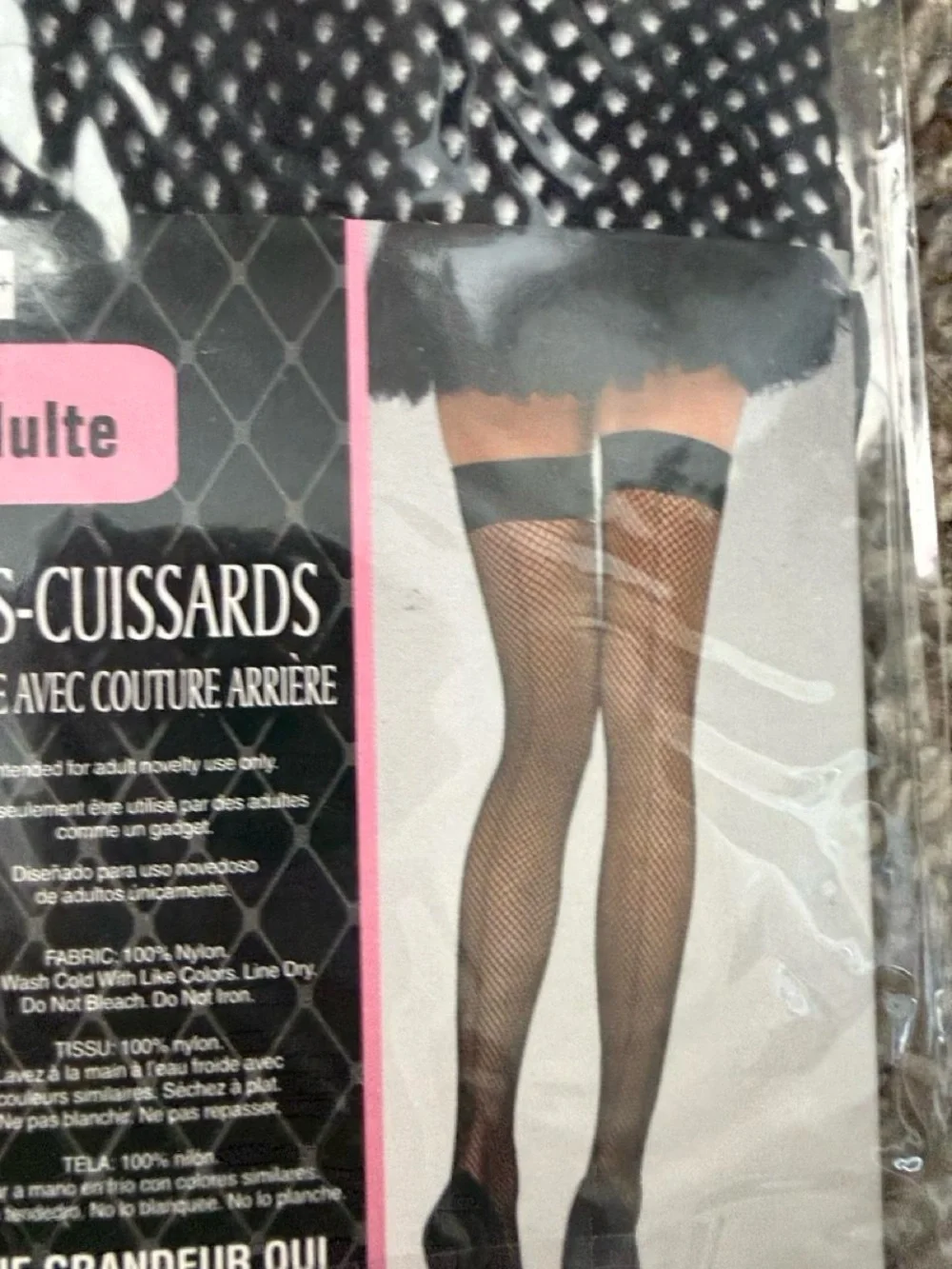 Black fishnet thigh high stockings